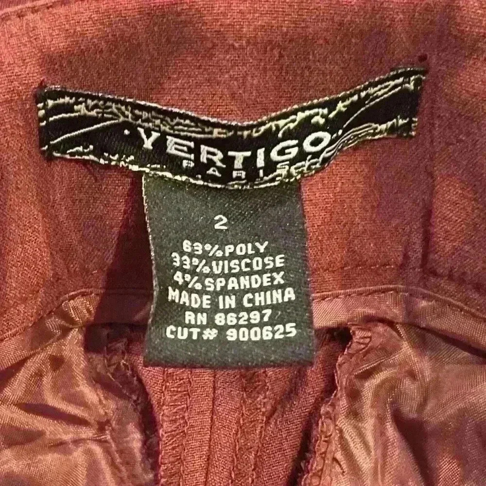 Women's Vertigo burgundy size 2 new Dress Pants - Picture 5 of 5